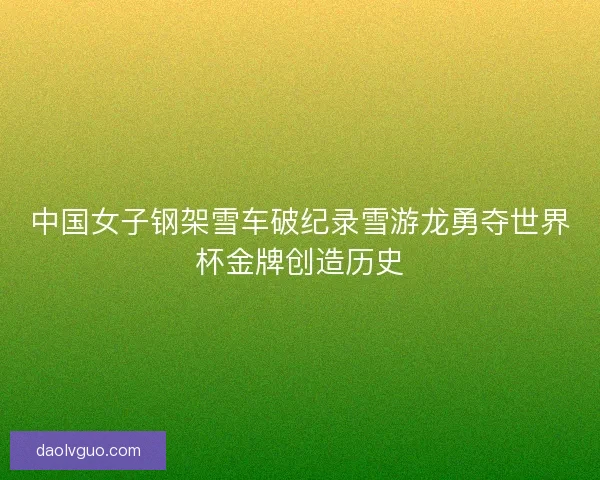 中国女子钢架雪车破纪录雪游龙勇夺世界杯金牌创造历史